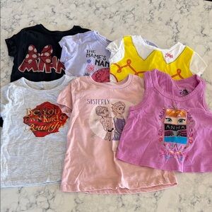 Disney Girls t-shirt Tops Bundle of 6 size XXS 2/3 2T 3T
